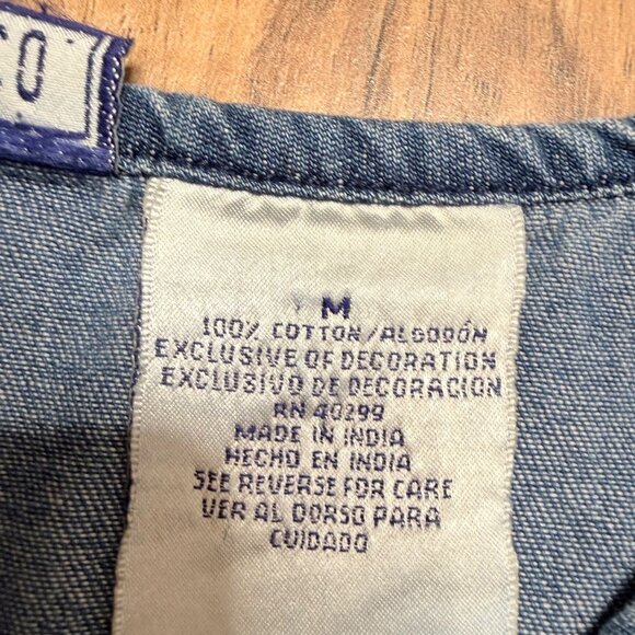 Vtg Erika & Co Embroidered Denim Maxi M Jumper Dress  Fall Country Modest 90 Y2k - Picture 7 of 11